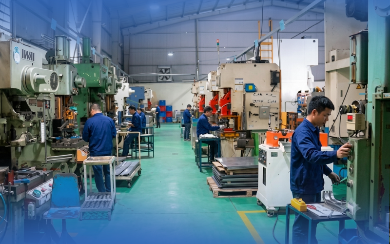 Hệ thống máy hàn robot tại nhà máy của Vina Techno