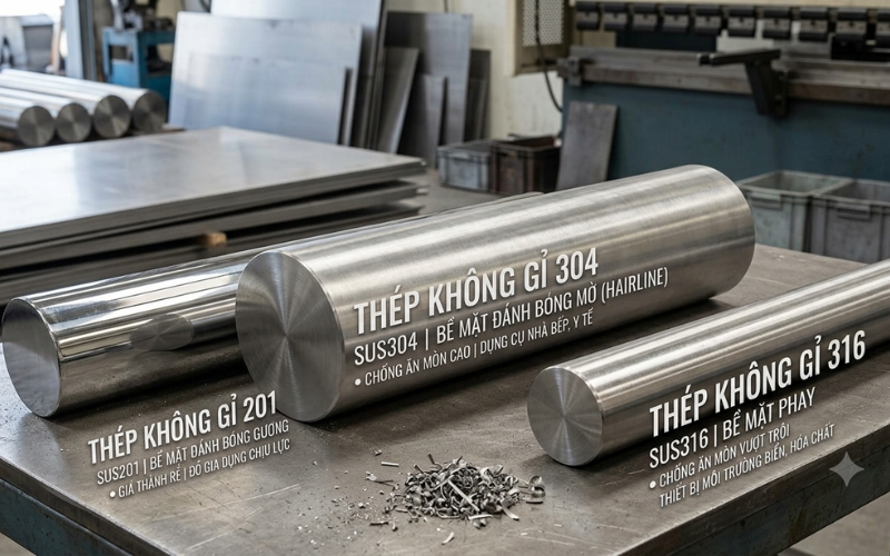 So sánh các loại thép không gỉ inox 201, 304, 316